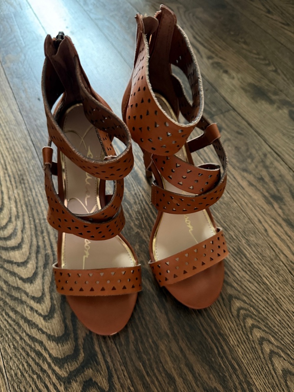 Jessica Simpson Tan Cutout Strappy High Heel Sandals